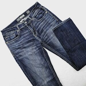 BKE Alec Mens 32W 32L Straight Leg Jeans Medium Wash Buckle Jeans Denim Casual